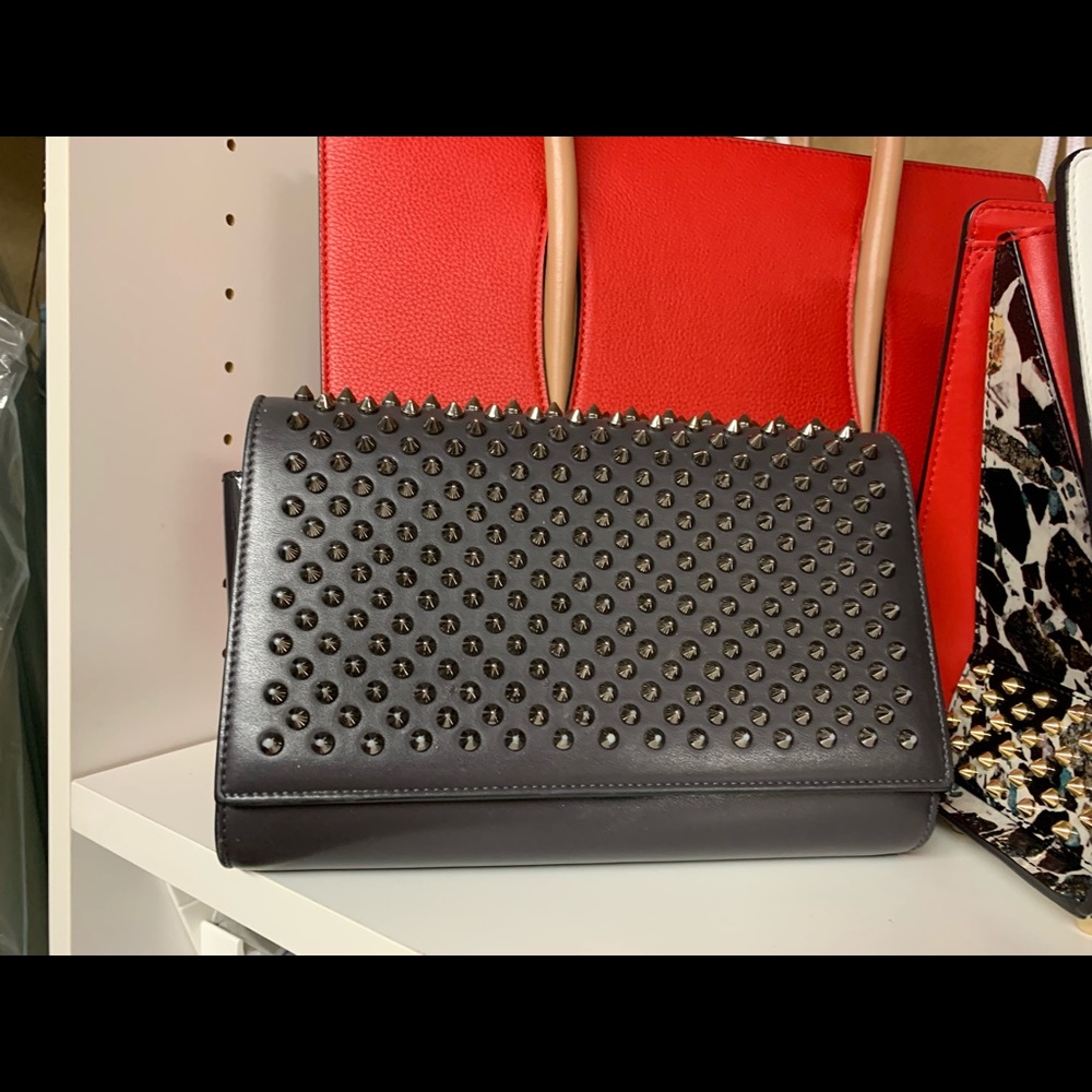 Paloma Clutch with Spikes Blue/Grey